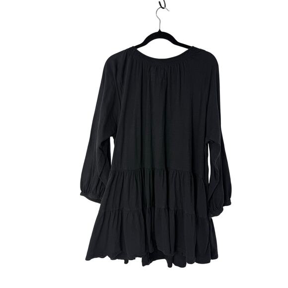 Maeve Anthropologie Black Tiered Babydoll Cotton Blouse Peasant Top Size 2X - Picture 3 of 9